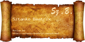 Sztanko Beatrix névjegykártya